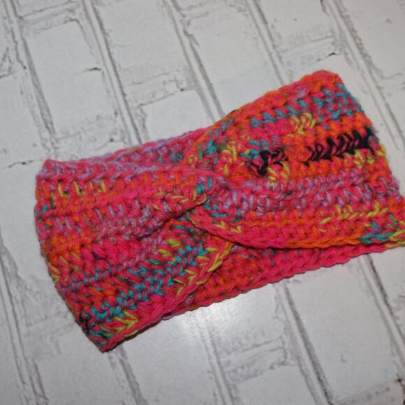 💖🌈 Colorful + Pink Crochet Headband – Handmade · One Size - Picture 2 of 3